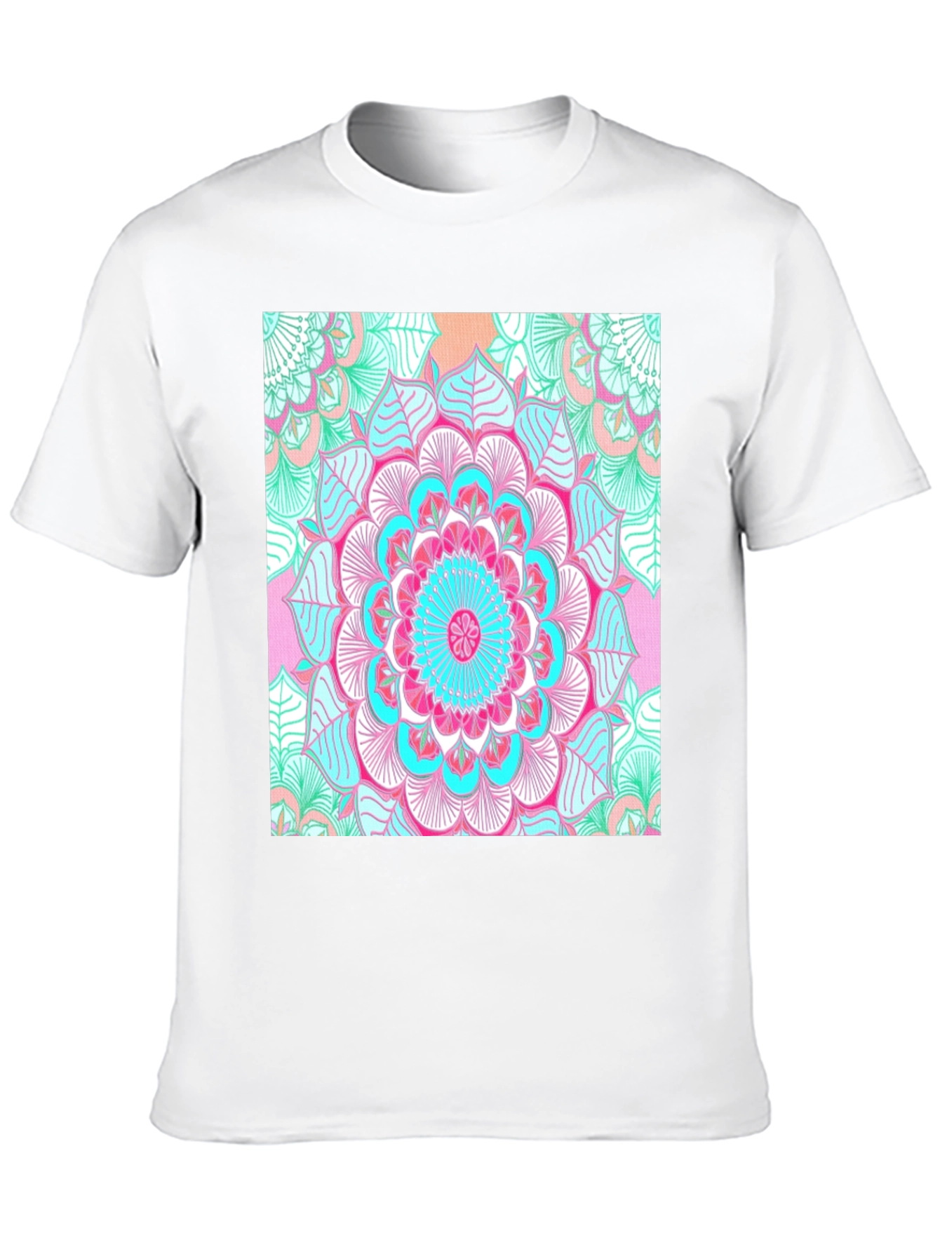 Vibrant Mandala Print Black T-Shirt