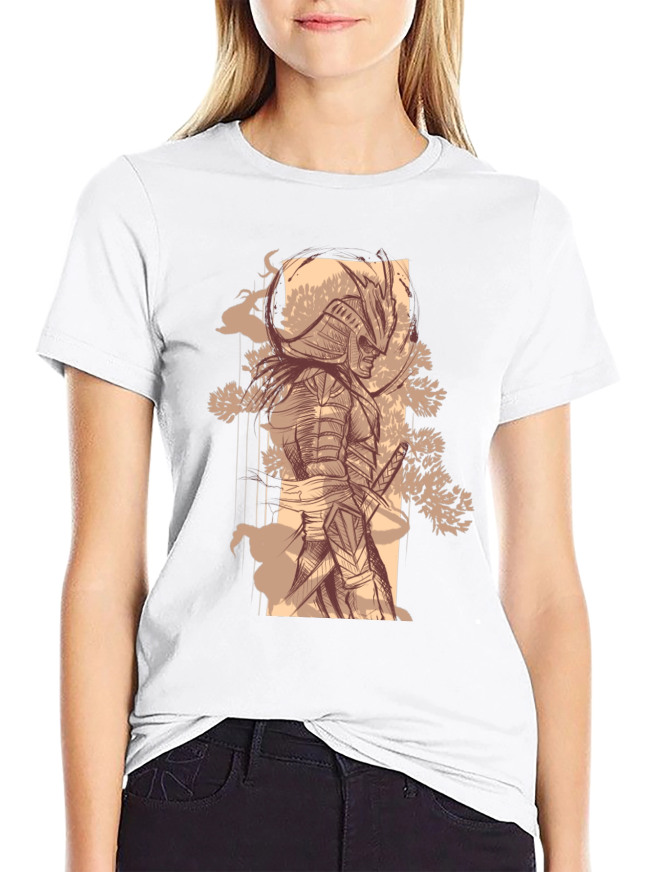 Samurai Graphic Tee - Stylish Black Cotton T-Shirt
