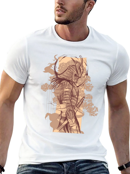 Samurai Graphic Tee - Stylish Black Cotton T-Shirt