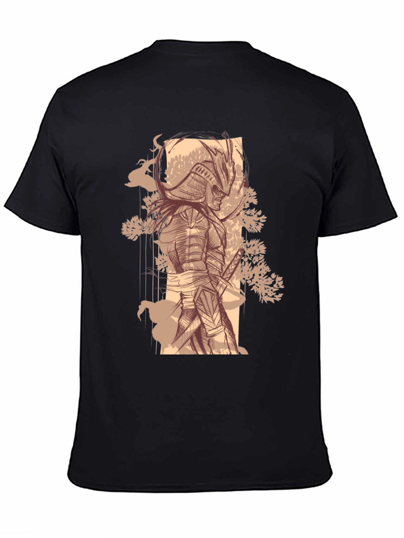 Samurai Graphic Tee - Stylish Black Cotton T-Shirt