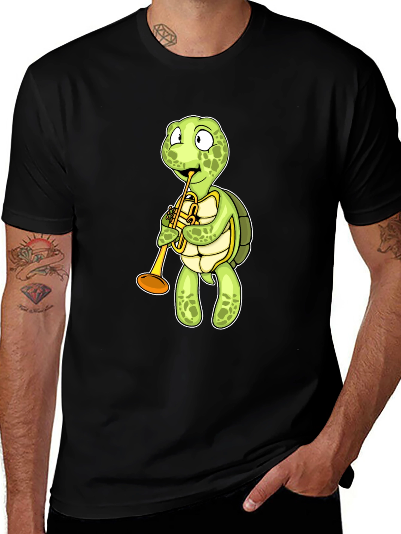 Turtle Trumpet T-Shirt - Black Cotton Tee