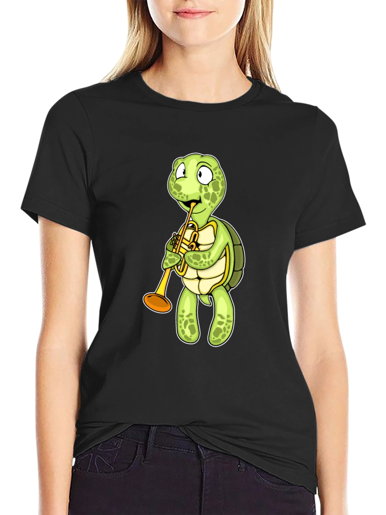 Turtle Trumpet T-Shirt - Black Cotton Tee