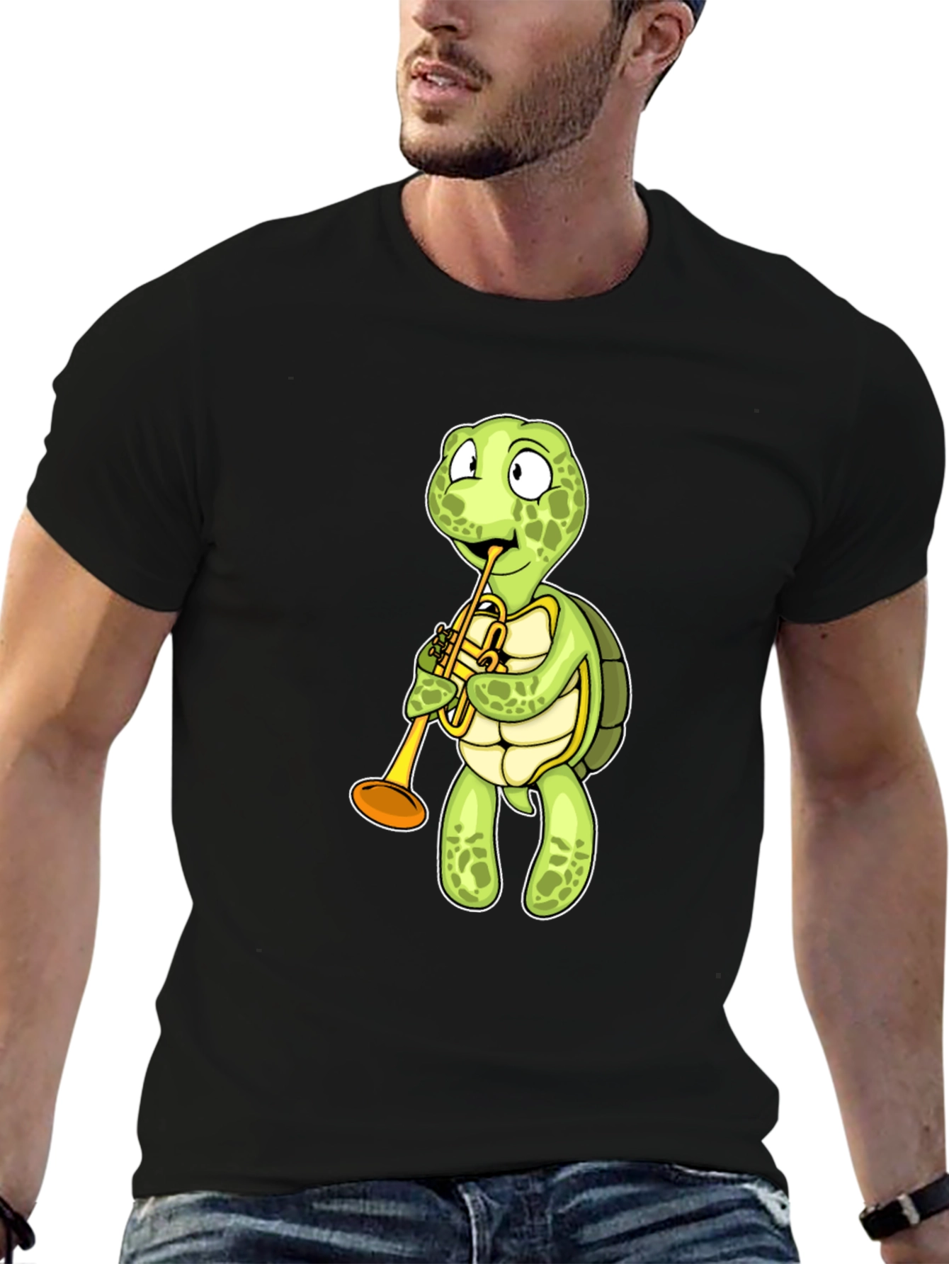 Turtle Trumpet T-Shirt - Black Cotton Tee