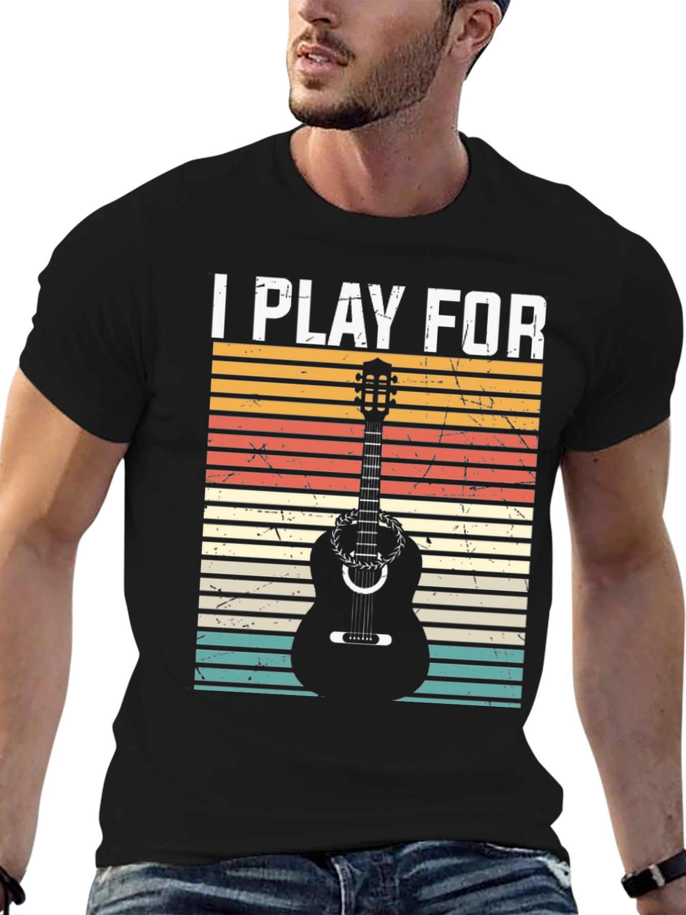 I Play For Guitar Player Black T-Shirt