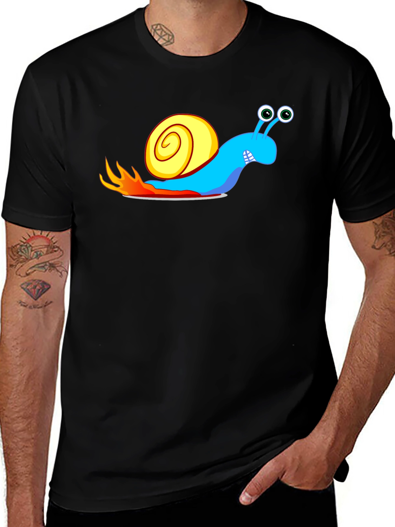 Turbo Snail Black T-Shirt - Speed Demon Cartoon