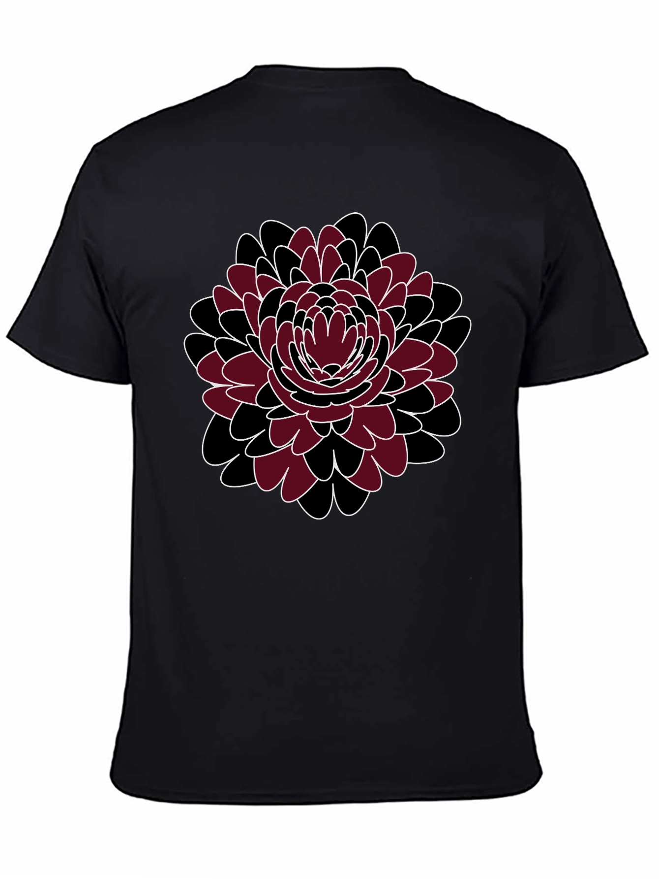 Floral Print Crewneck T-Shirt - Black