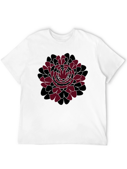 Floral Print Crewneck T-Shirt - Black