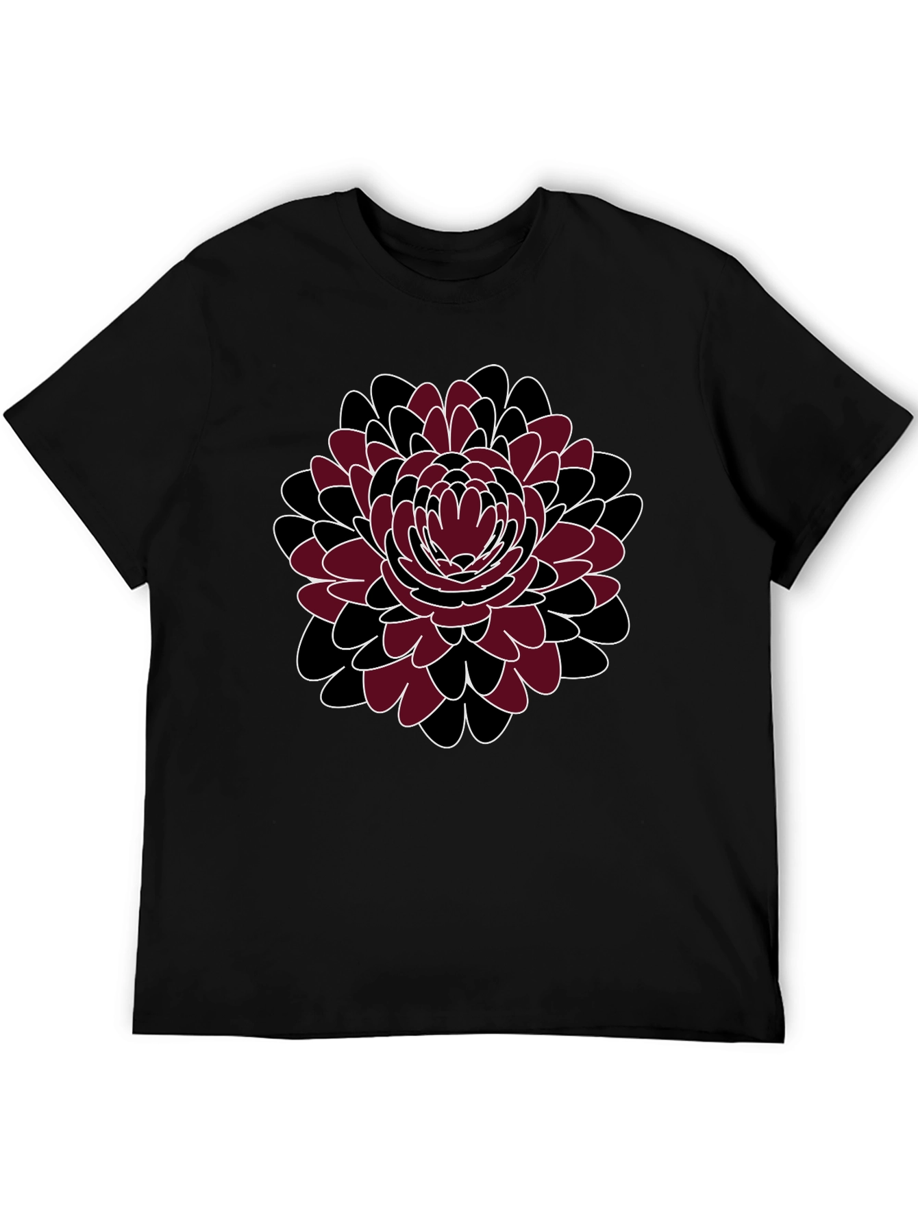 Floral Print Crewneck T-Shirt - Black