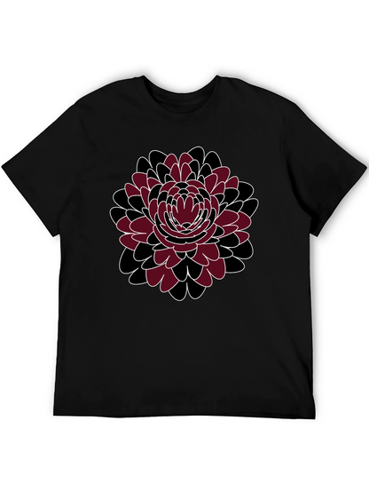 Floral Print Crewneck T-Shirt - Black