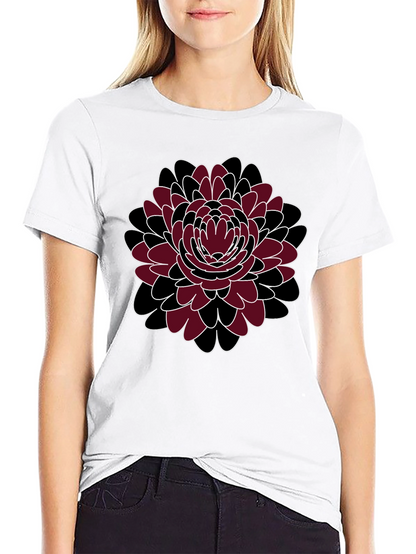 Floral Print Crewneck T-Shirt - Black