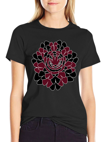 Floral Print Crewneck T-Shirt - Black
