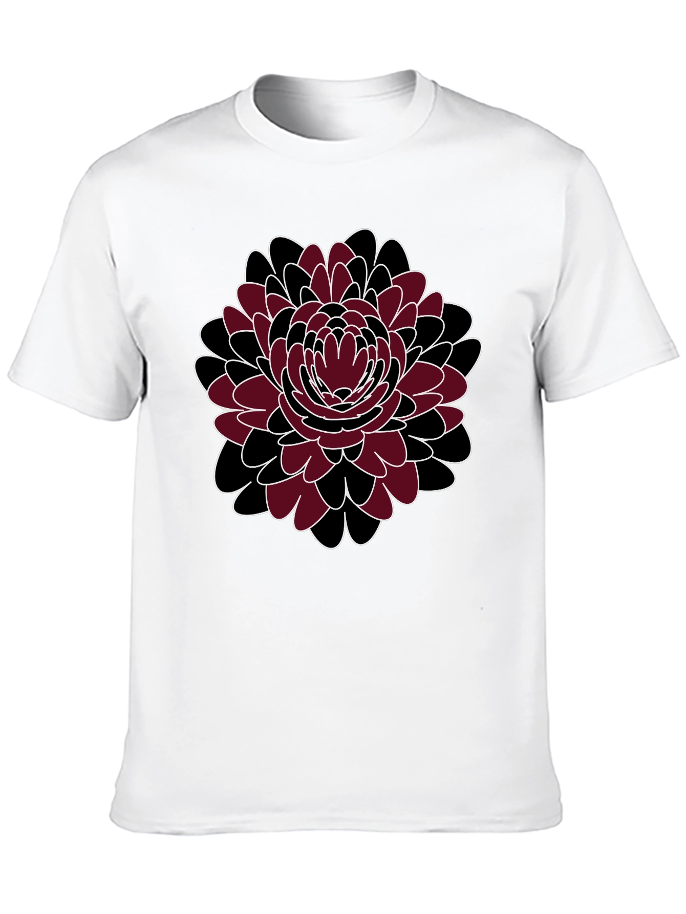 Floral Print Crewneck T-Shirt - Black