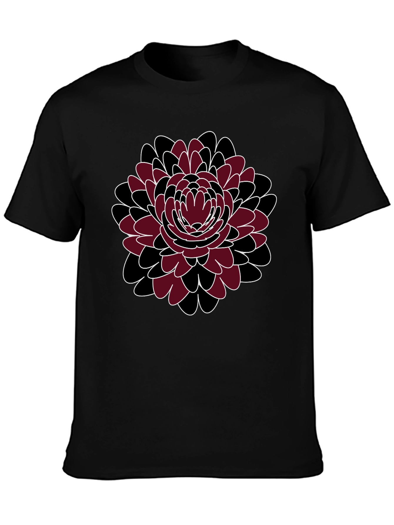 Floral Print Crewneck T-Shirt - Black