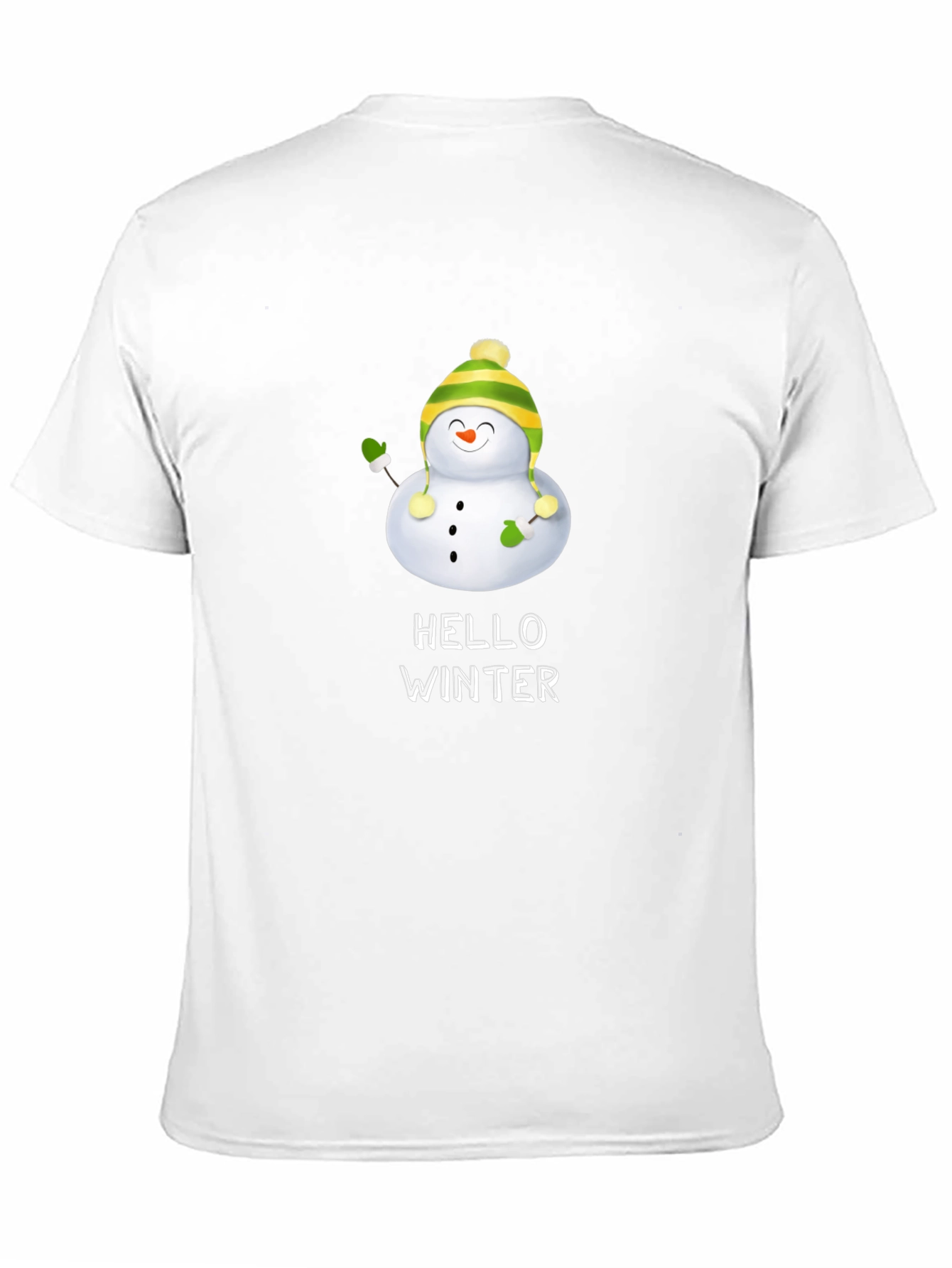 Hello Winter Snowman Graphic Tee - Black