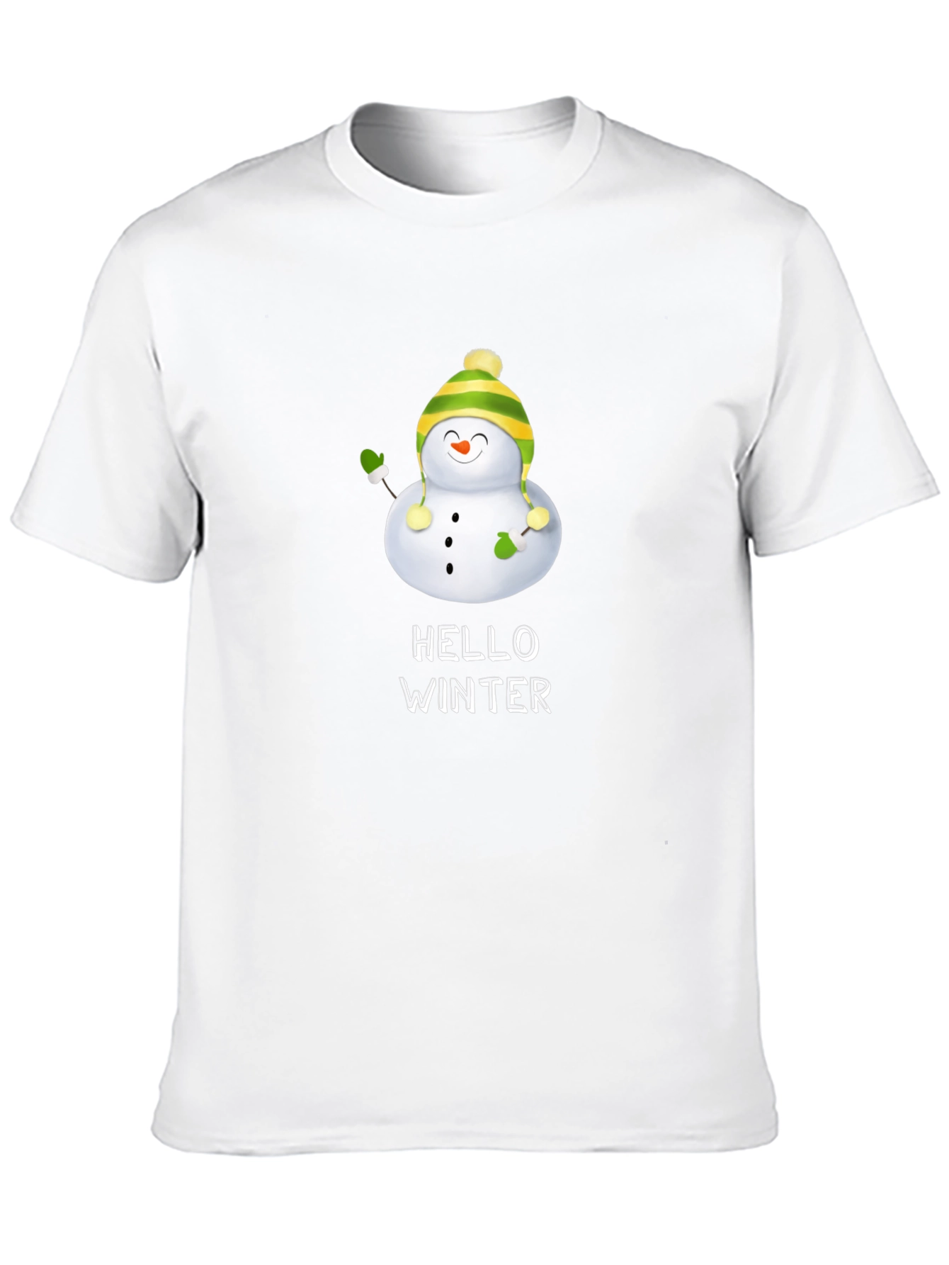 Hello Winter Snowman Graphic Tee - Black