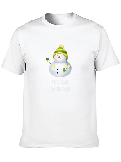 Hello Winter Snowman Graphic Tee - Black