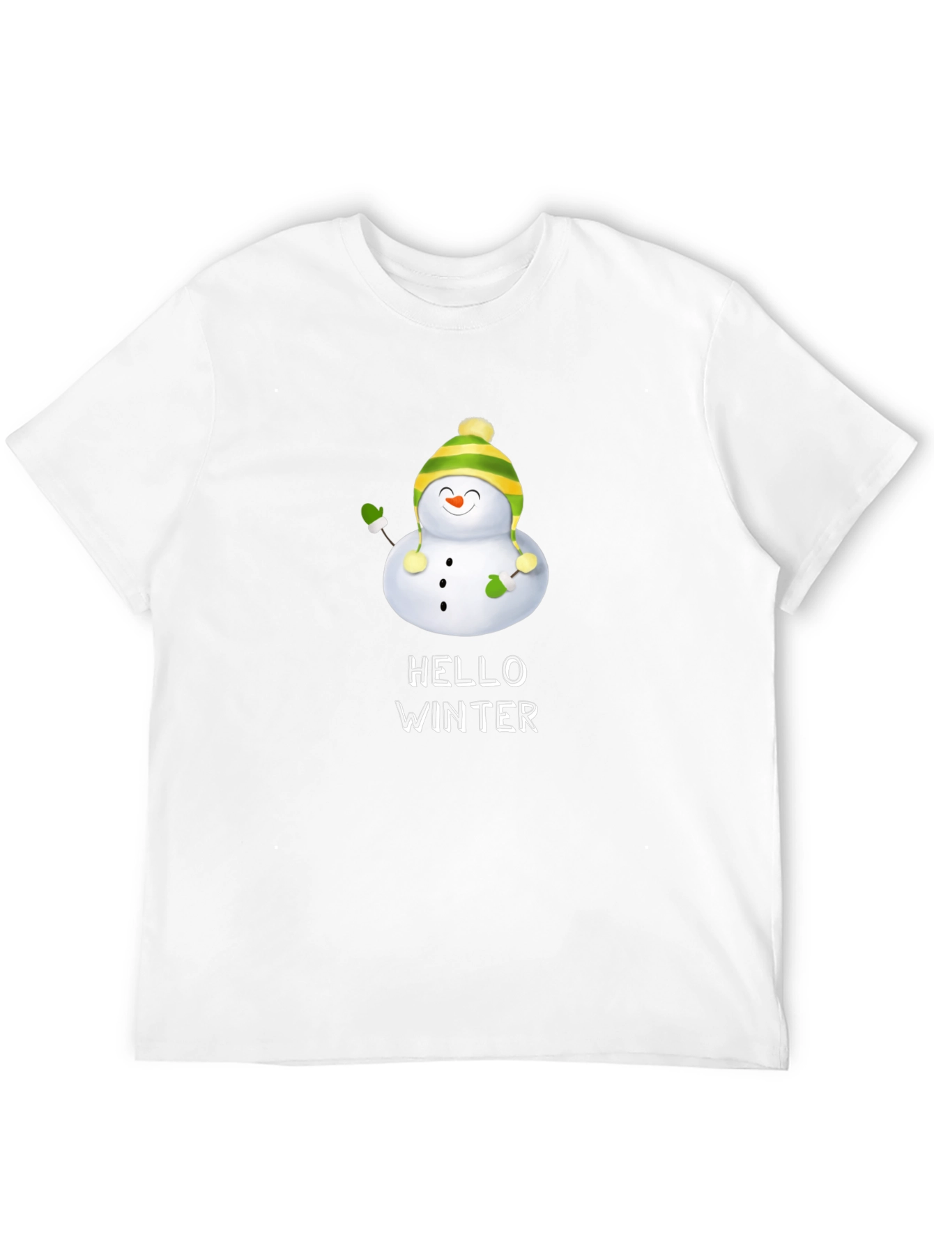 Hello Winter Snowman Graphic Tee - Black
