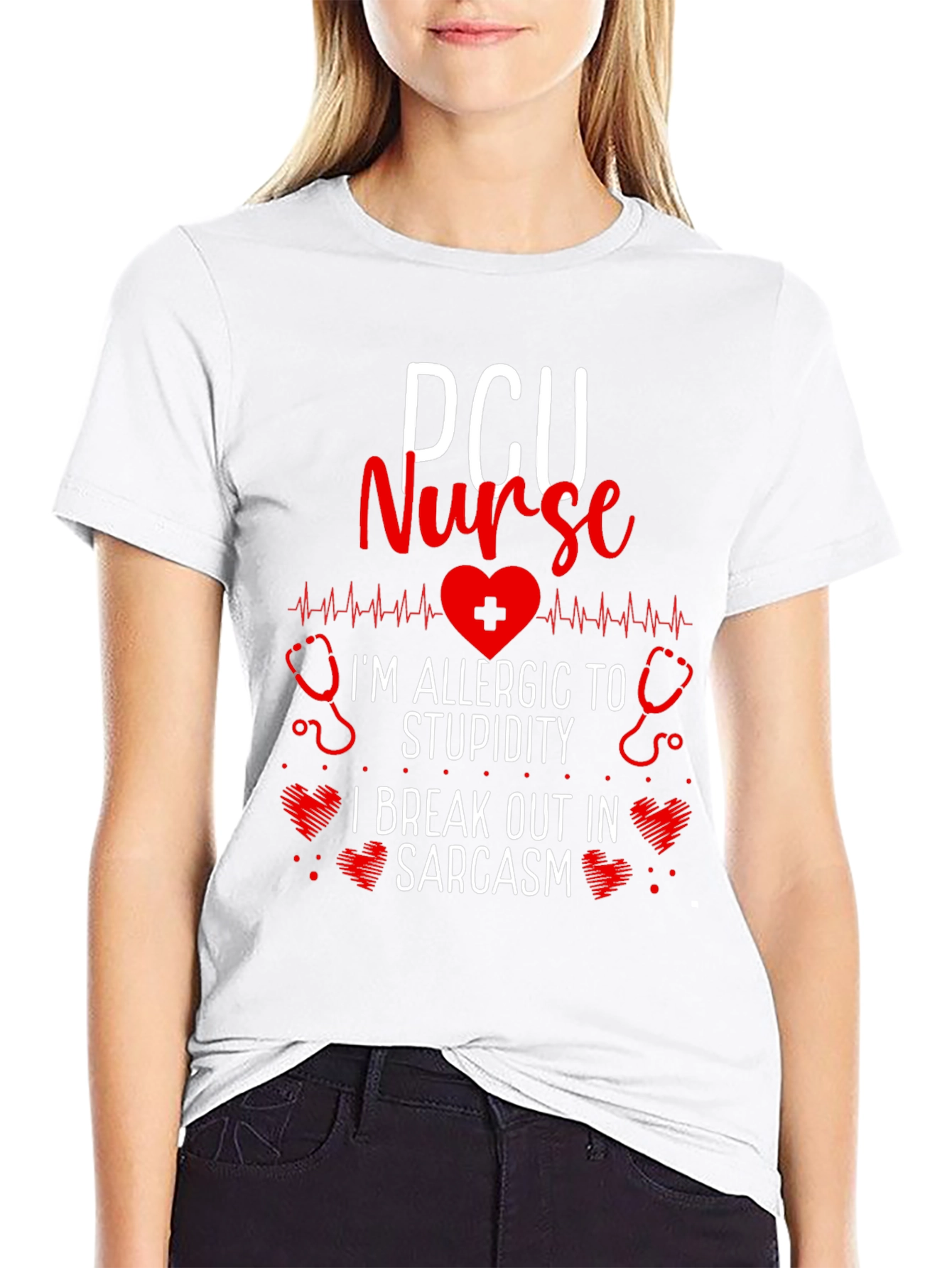 PCU Nurse Allergic to Stupidity Sarcasm T-Shirt