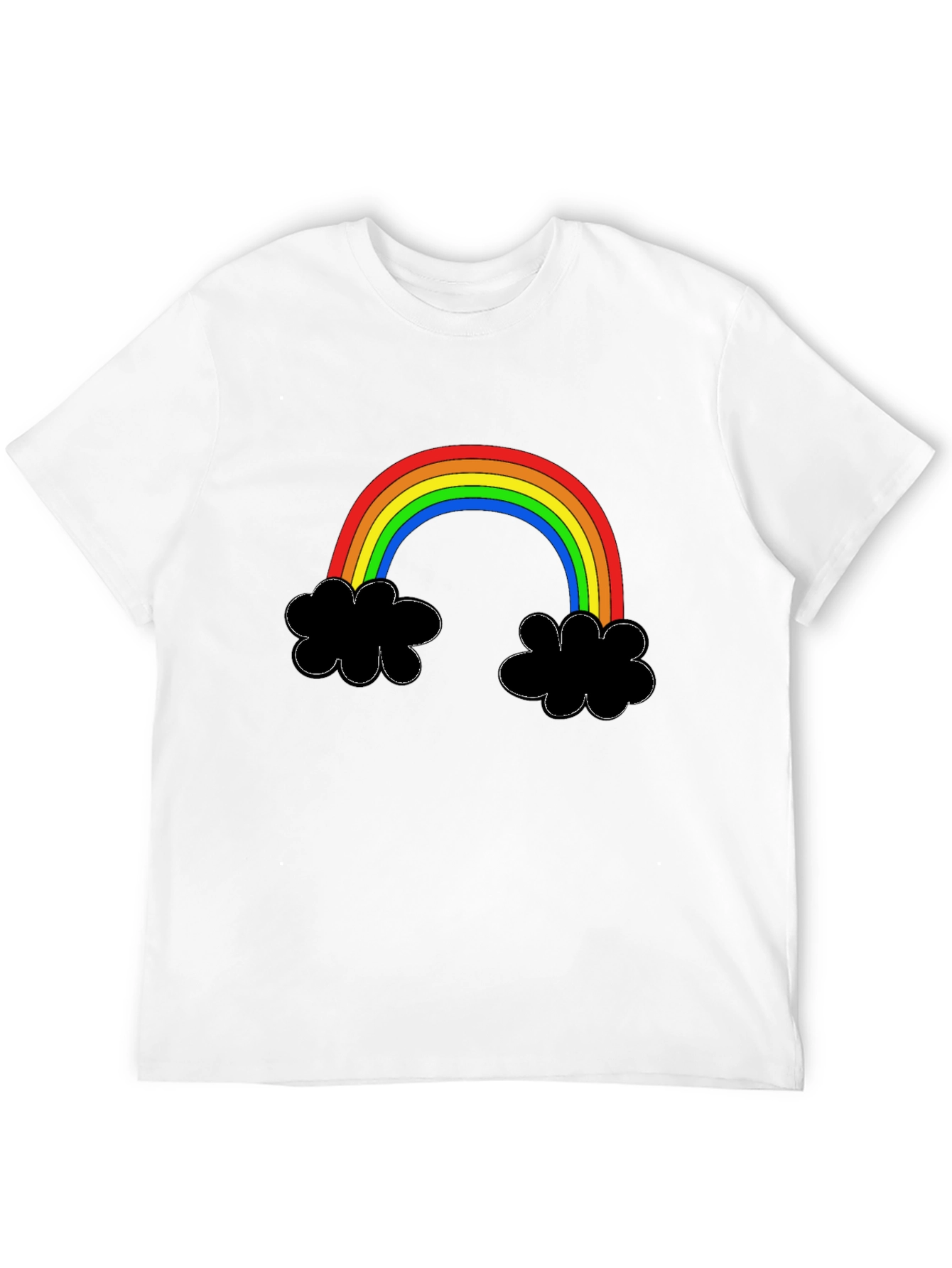 Rainbow Cloud Graphic Tee - Black Cotton T-Shirt