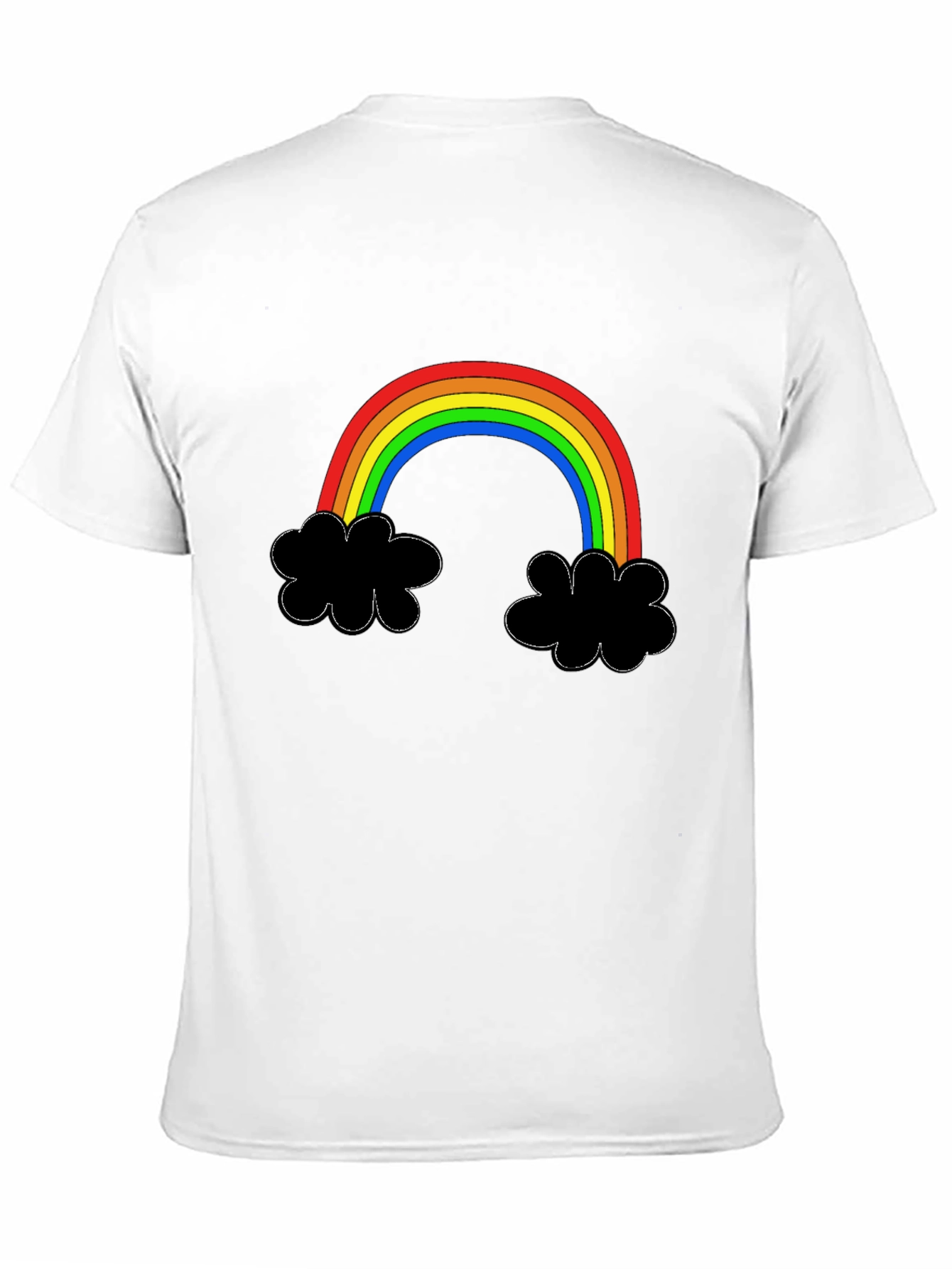 Rainbow Cloud Graphic Tee - Black Cotton T-Shirt