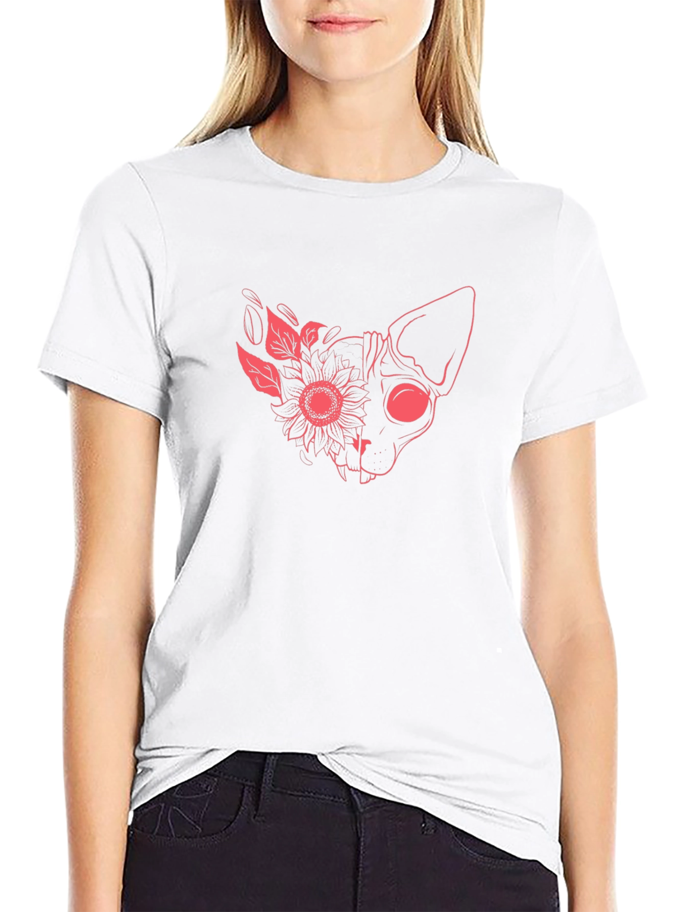 Floral Cat Graphic T-Shirt - Unique Design