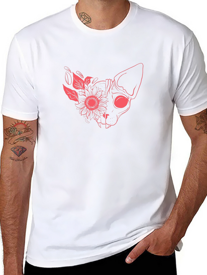 Floral Cat Graphic T-Shirt - Unique Design
