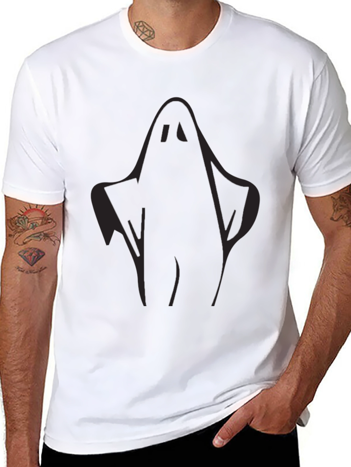 Spooky Ghost Graphic Tee - Black Halloween T-Shirt