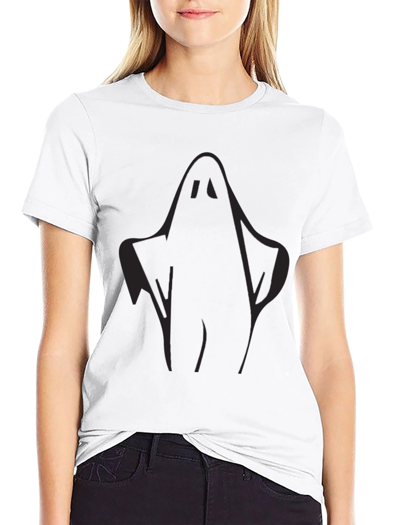 Spooky Ghost Graphic Tee - Black Halloween T-Shirt