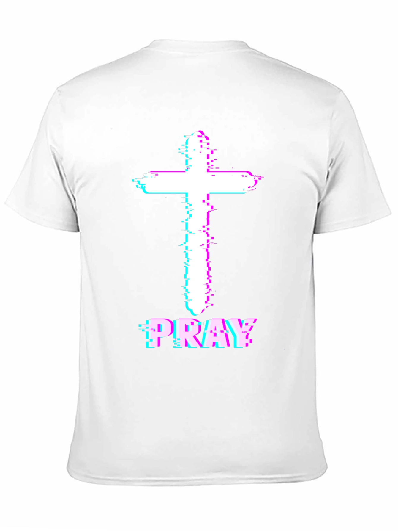 Pray Cross Glitch T-Shirt - Christian Faith Tee