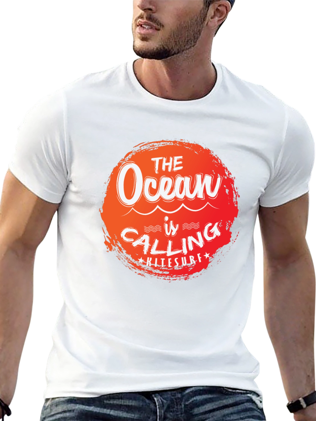 Ocean Calling Kitesurf Tee - Black Cotton Graphic T-Shirt