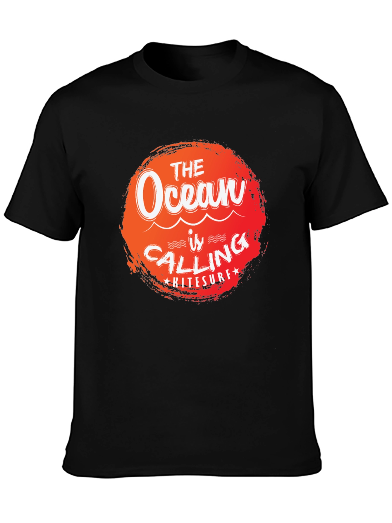 Ocean Calling Kitesurf Tee - Black Cotton Graphic T-Shirt
