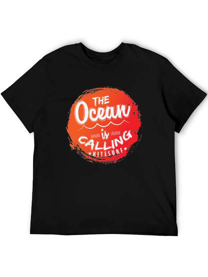 Ocean Calling Kitesurf Tee - Black Cotton Graphic T-Shirt