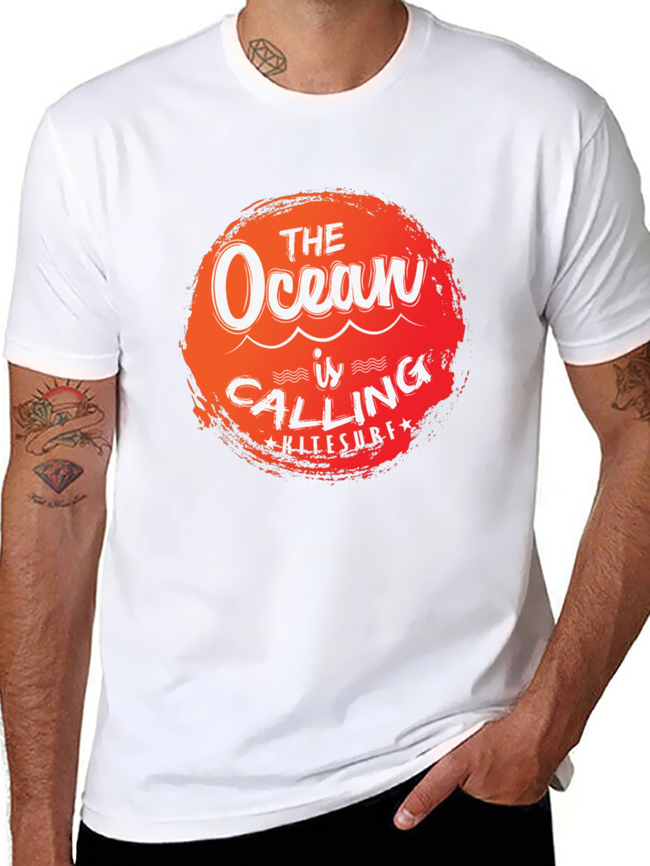 Ocean Calling Kitesurf Tee - Black Cotton Graphic T-Shirt