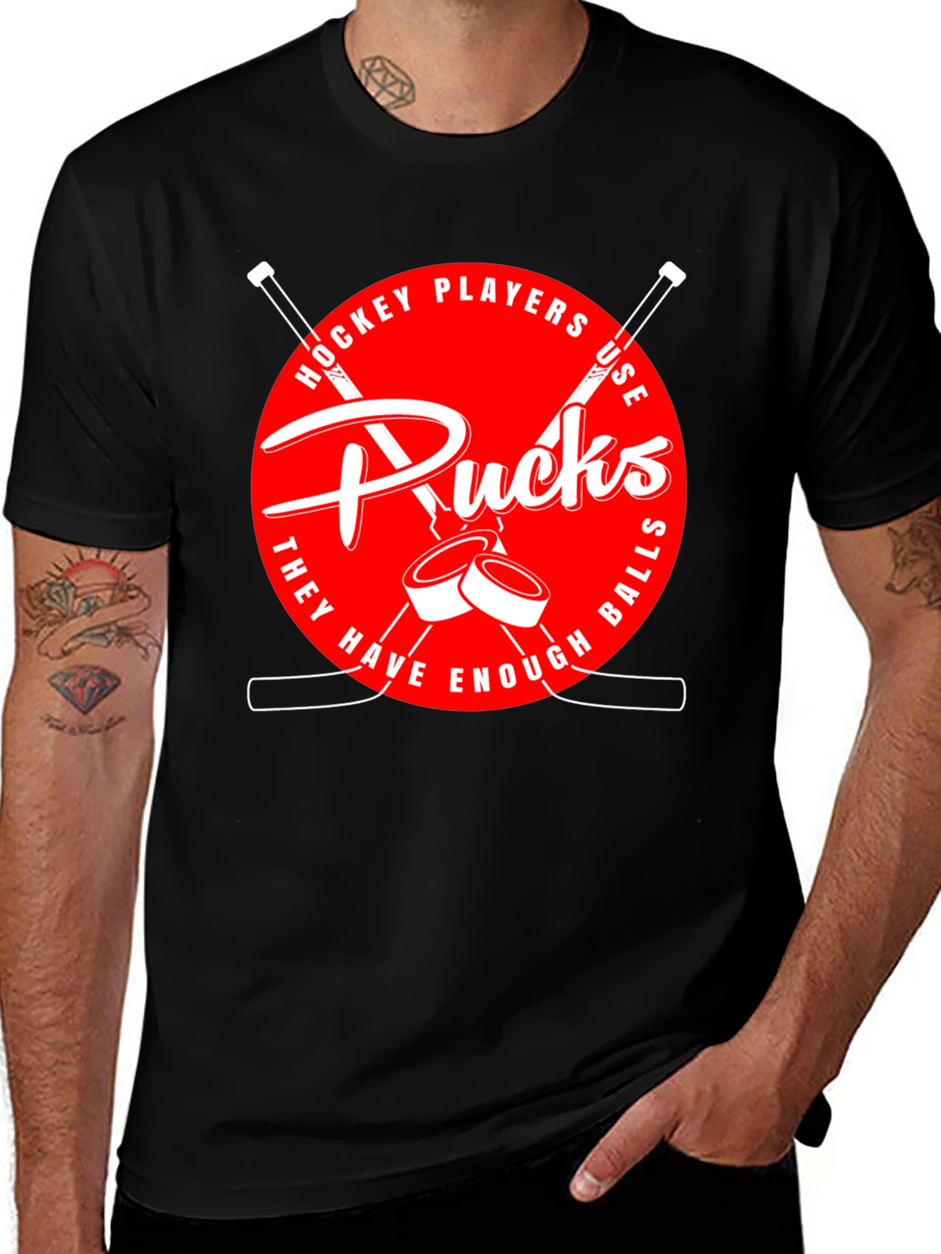 Hockey Players Use Pucks Graphic T-Shirt