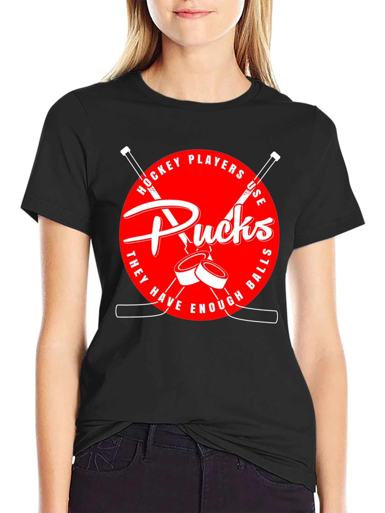 Hockey Players Use Pucks Graphic T-Shirt