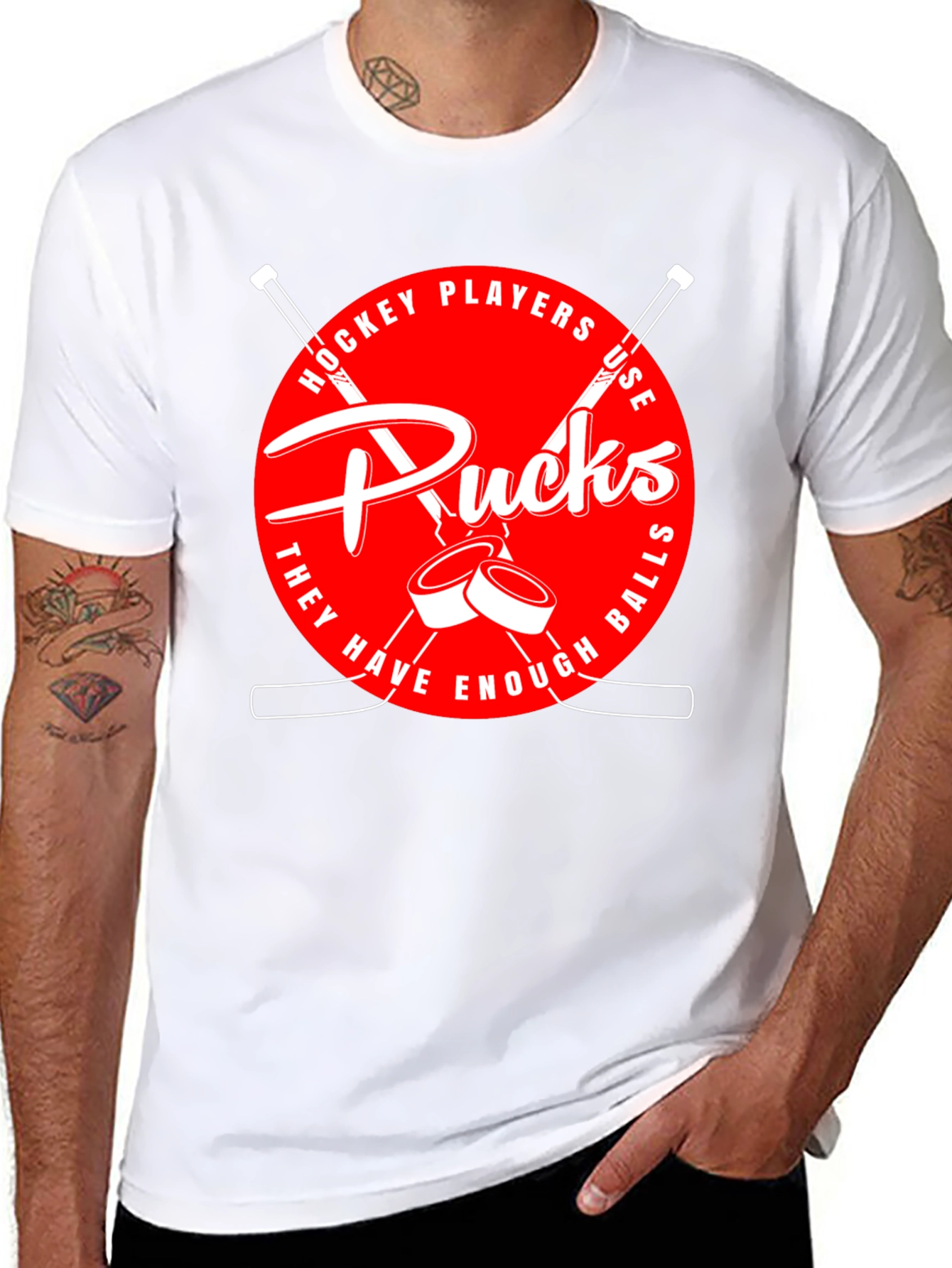 Hockey Players Use Pucks Graphic T-Shirt