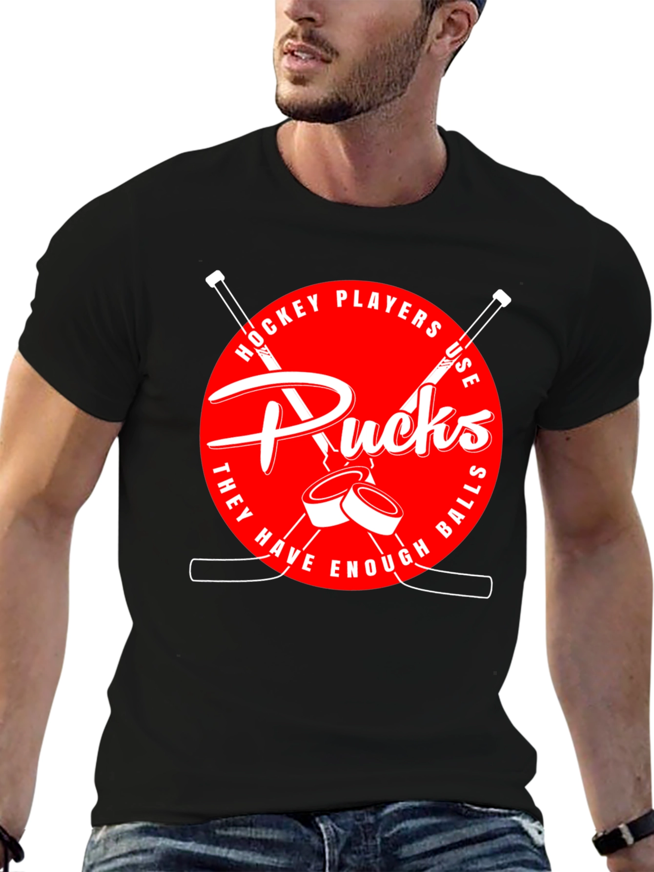 Hockey Players Use Pucks Graphic T-Shirt