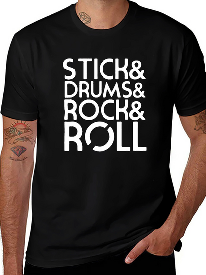 Stick Drums Rock & Roll Black T-Shirt