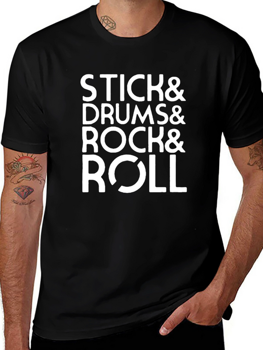 Stick Drums Rock & Roll Black T-Shirt