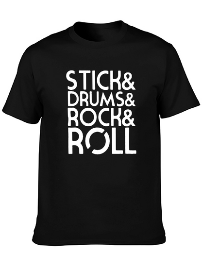 Stick Drums Rock & Roll Black T-Shirt
