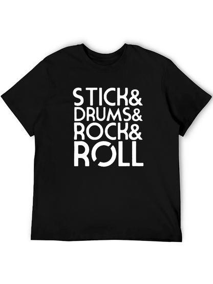 Stick Drums Rock & Roll Black T-Shirt