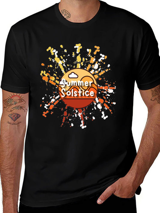 Summer Solstice Graphic T-Shirt - Trendy Black Tee