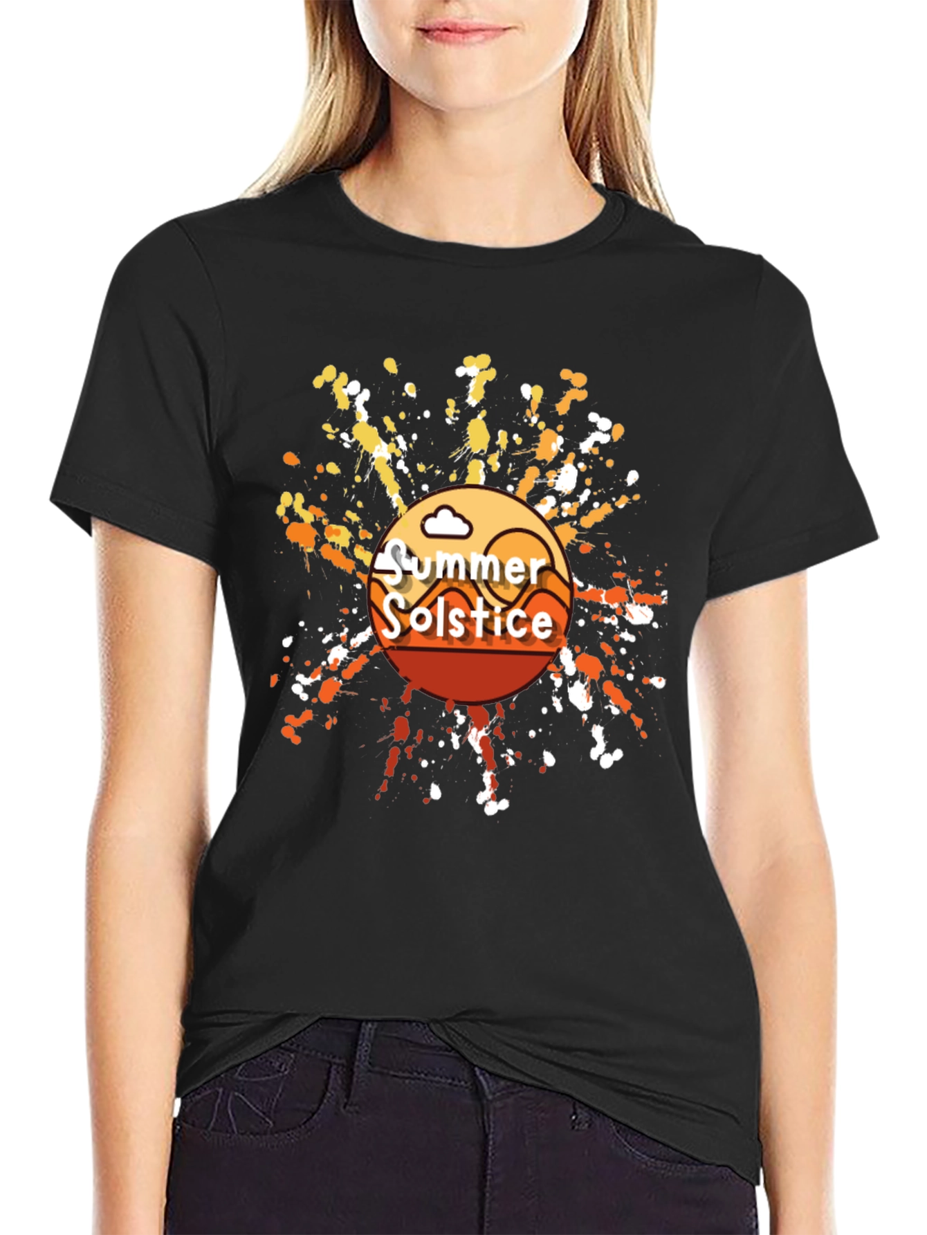 Summer Solstice Graphic T-Shirt - Trendy Black Tee
