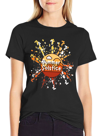 Summer Solstice Graphic T-Shirt - Trendy Black Tee