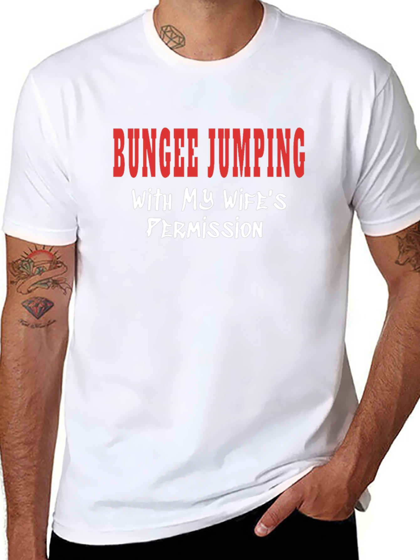 Funny Bungee Jumping Graphic Tee - Wifes Permission