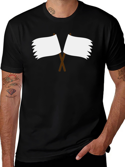 Black T-Shirt with Surrender Flag Design