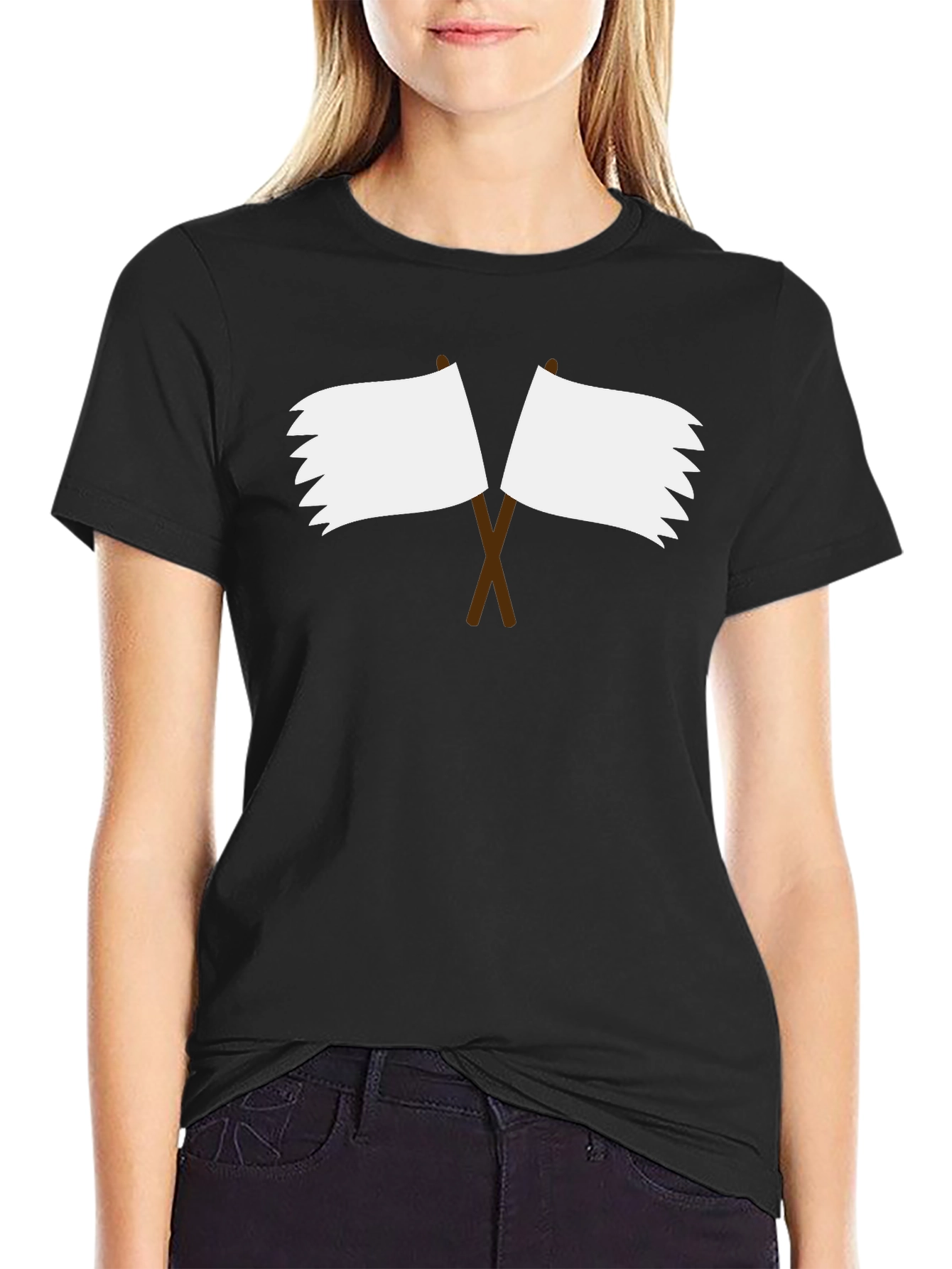 Black T-Shirt with Surrender Flag Design