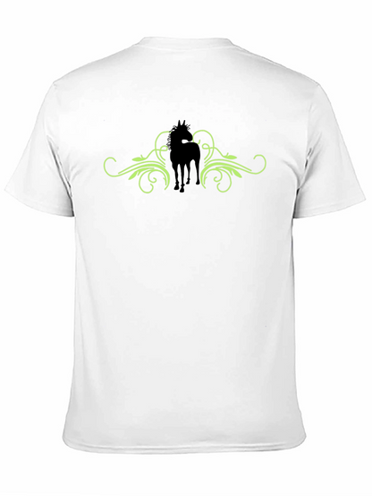 Horse Silhouette Graphic Print Tee - Black