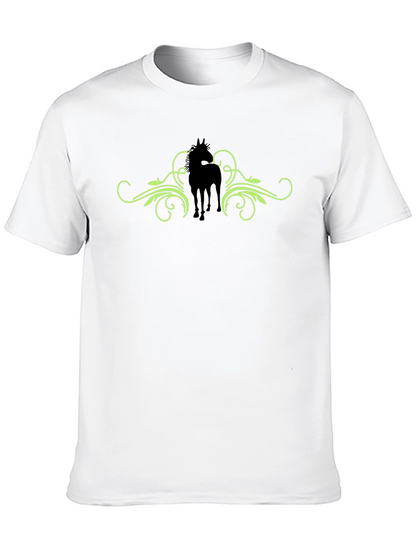 Horse Silhouette Graphic Print Tee - Black