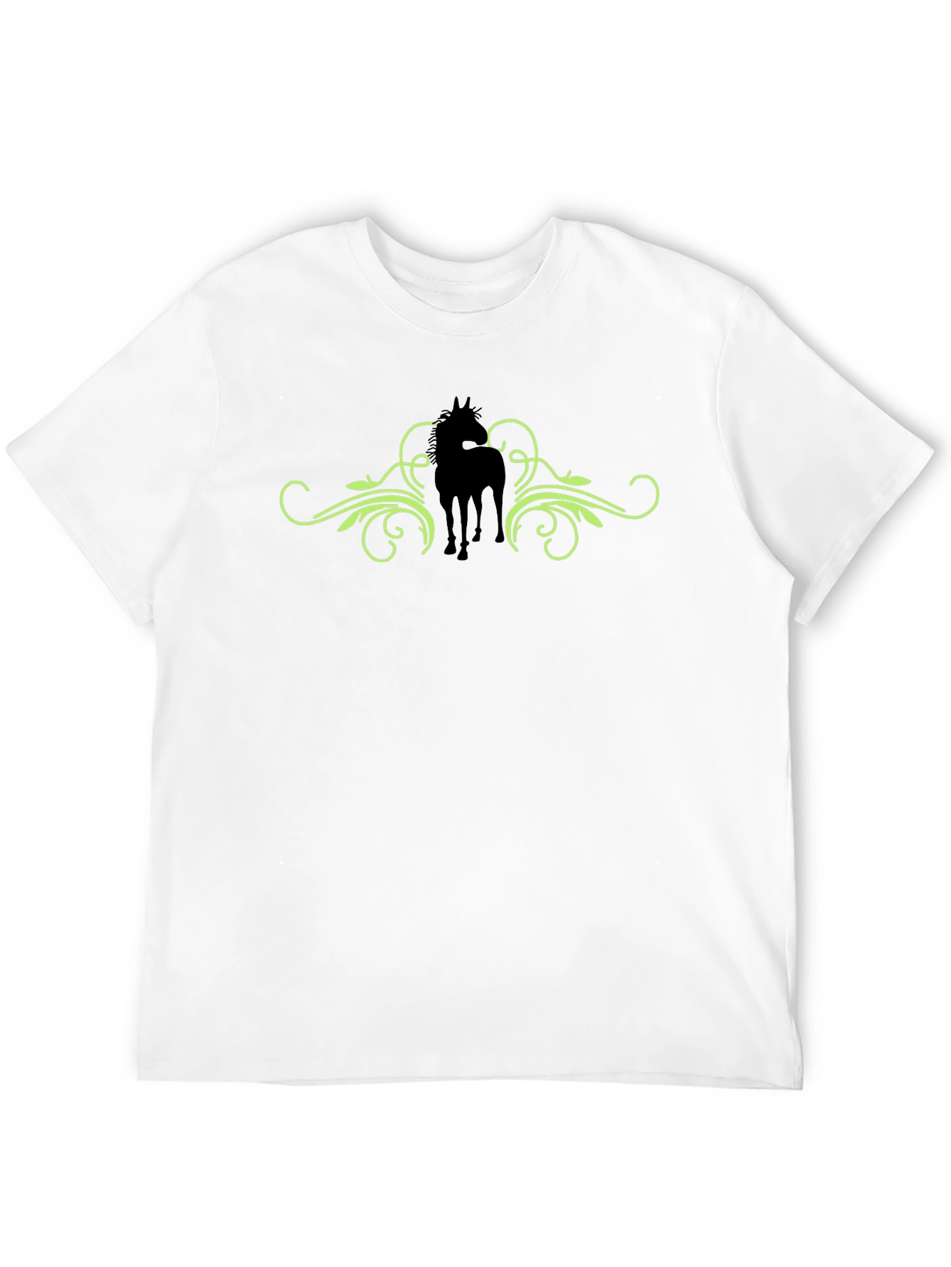 Horse Silhouette Graphic Print Tee - Black